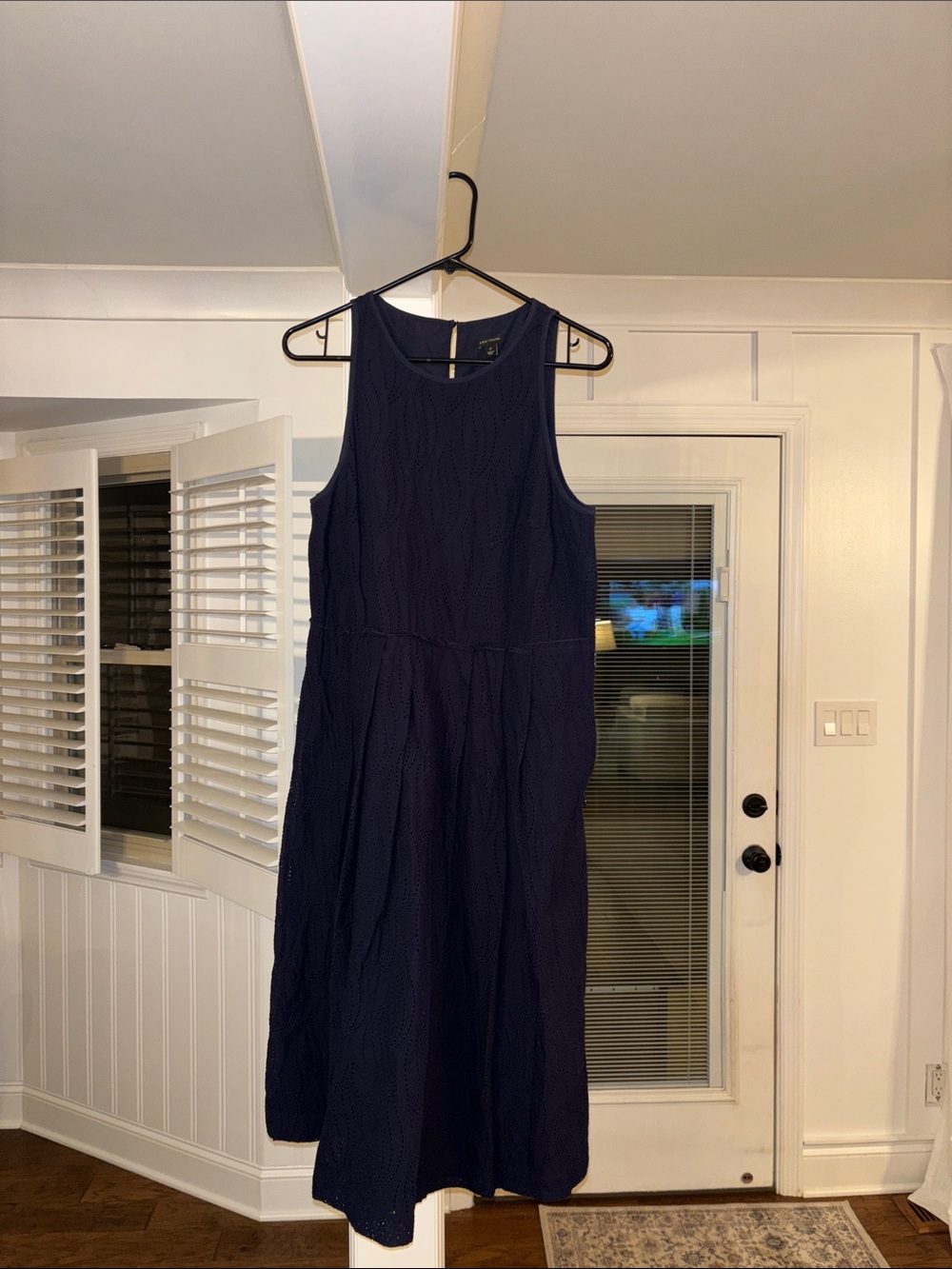 Ann Taylor Navy Eyelet Midi Dress